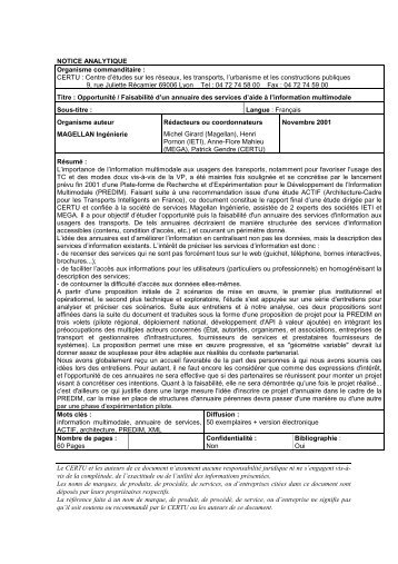 NOTICE ANALYTIQUE Organisme commanditaire ... - Atec-tec.com