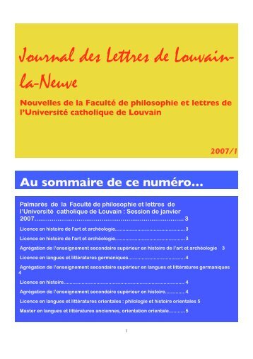 Welter François - Journal des Lettres de Louvain-la-Neuve - UCL