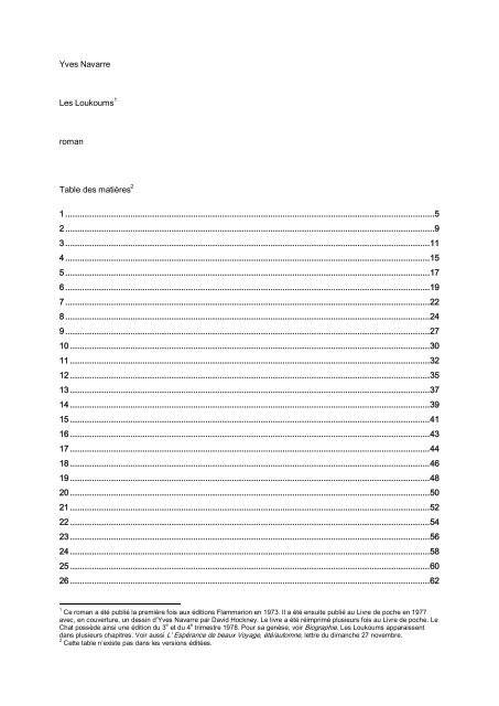 Le Roman En Version Pdf Texte Le Site D Yves Navarre Le Roman En Version Pdf Texte Le Site D Yves Navarre