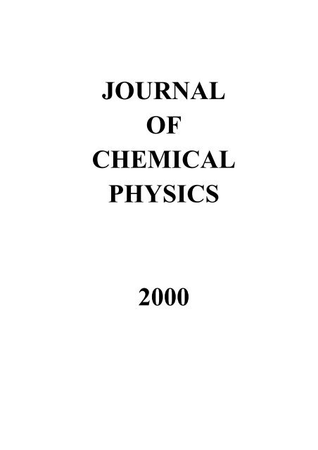 JOURNAL OF CHEMICAL PHYSICS 2000