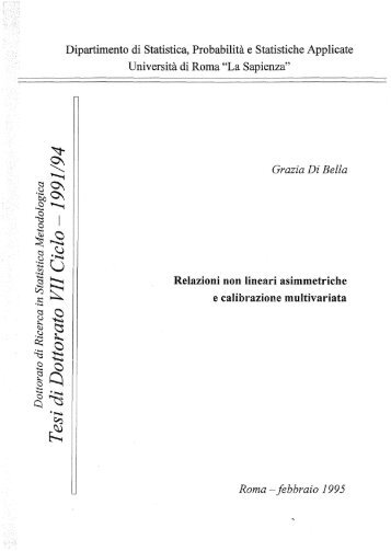 Dipartimento di Statistica, Probabilità e Statistiche ... - Sapienza