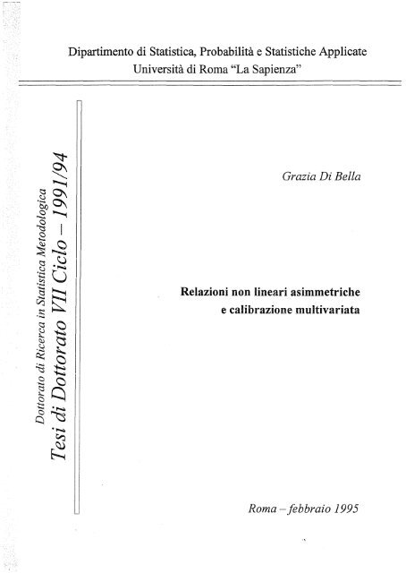 Dipartimento di Statistica, Probabilità e Statistiche ... - Sapienza