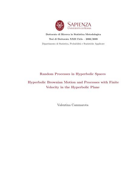 Random Processes in Hyperbolic Spaces Hyperbolic Brownian ...