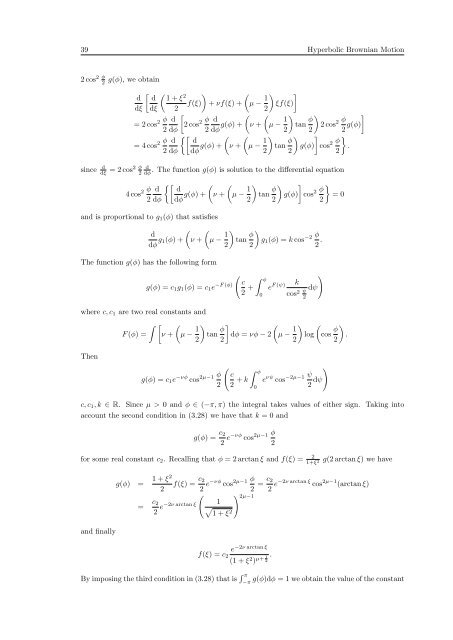 Random Processes in Hyperbolic Spaces Hyperbolic Brownian ...