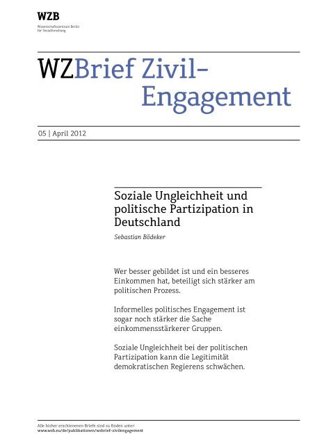 WZBrief Zivilengagement 05 - Bibliothek - WZB