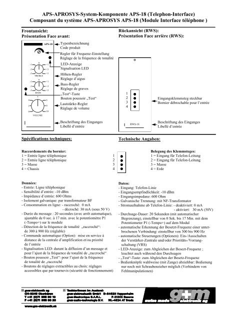 APS-APROSYS-System-Komponente APS-18 (Telephon-Interface ...