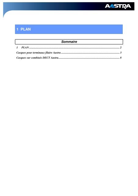 Ordering guide casque aout 2010 - Aastra France Extranet