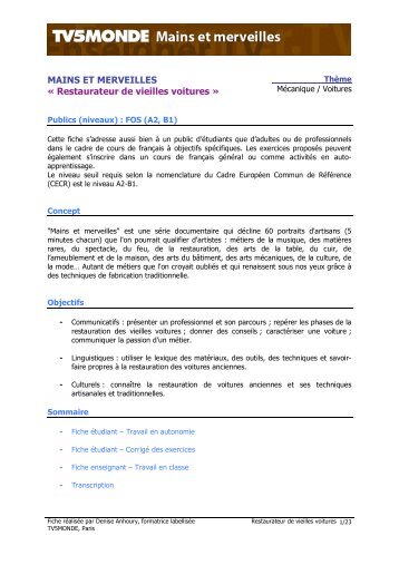 Fiche complètePDF [ 230 Ko ] - TV5 Monde