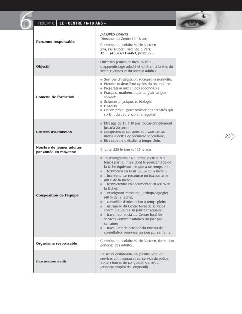 Fiches descriptives - Ministère de l'Éducation, du Loisir et du Sport ...