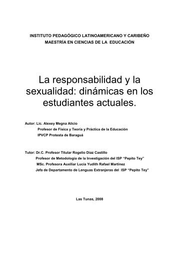 La responsabilidad y la sexualidad: dinámicas en ... - Biblioteca UTEC