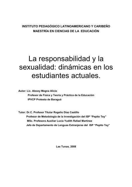 La responsabilidad y la sexualidad: dinámicas en ... - Biblioteca UTEC