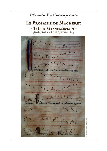 Le Prosaire de Macheret - Ensemble Vox Cantoris