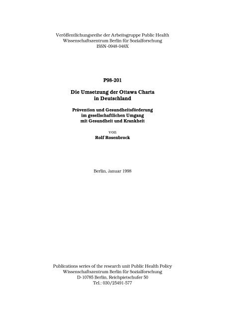 P98-201 Die Umsetzung der Ottawa Charta in ... - Bibliothek - WZB