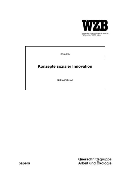 Konzepte sozialer Innovation. - Bibliothek - WZB