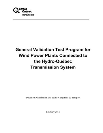 General Validation Test Program for Wind Power ... - Hydro-Québec