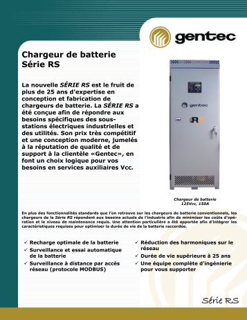 Brochure chargeur de batterie, SÉRIE RS no 120-26281 - Gentec