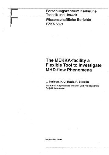 The MEKKA-facility a Flexible Tool to lnvestigate ... - Bibliothek - FZK