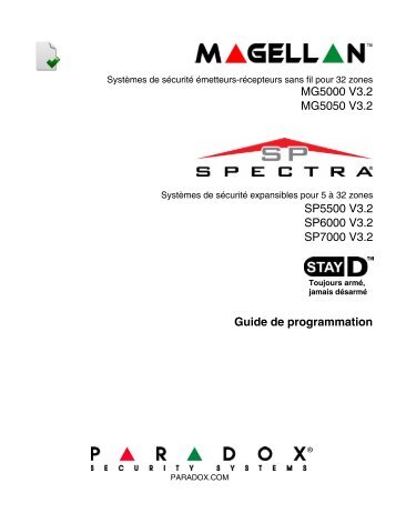 Magellan/Spectra V3.2: Guide de programmation - iMotion Sécurité