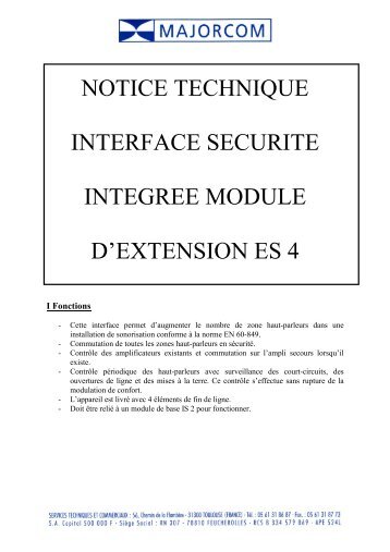 notice technique interface securite integree module d ... - majorcom