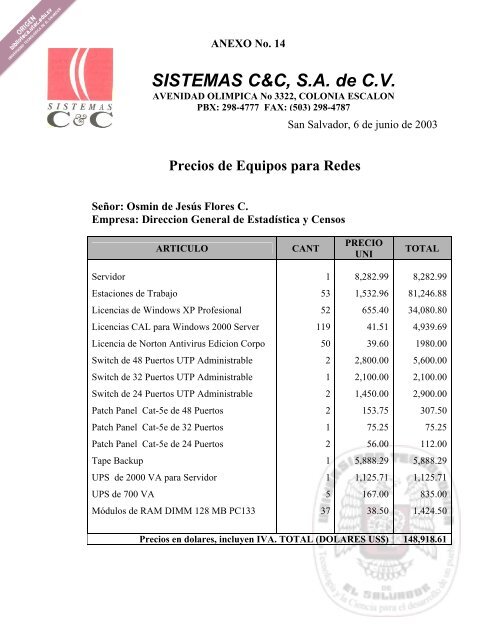 Anexos. - Biblioteca UTEC - Universidad Tecnológica de El Salvador