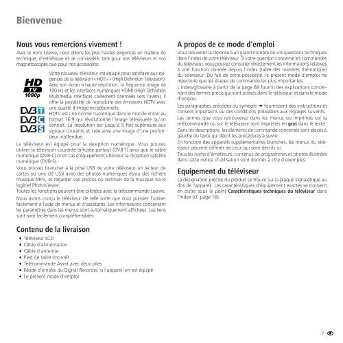 Mode d'emploi TV - Loewe