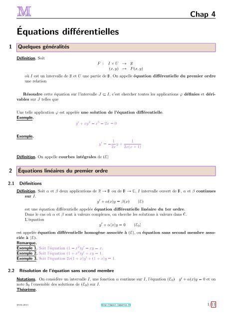 Équations différentielles