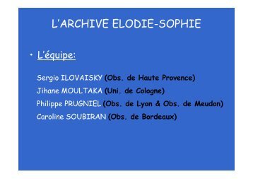 L'ARCHIVE ELODIE-SOPHIE - OV France