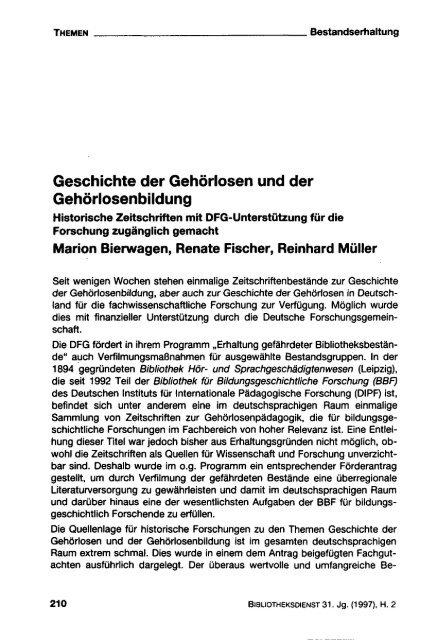 Bierwagen, Marion ; Fischer, Renate ; Müller, Reinhard