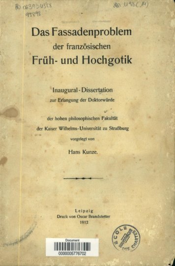 Das Fassadenproblem der franzosischen Fruh- und Hochgotik