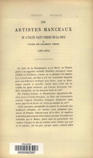 Les Artistes manceaux de l'eglise Saint-Pierre-de-la-Cour d'apres ...