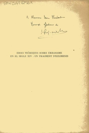 Idees theoriques sobre urbanisme en el sigle XIV