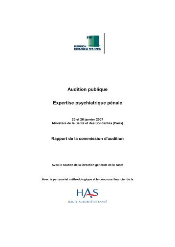 Expertise psychiatrique pénale - Rapport de la commission d'audition