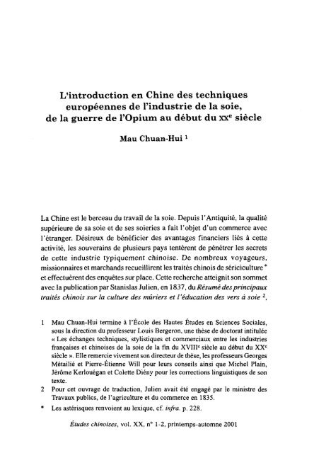 L'introduction en Chine des techniques européennes de l ... - AFEC