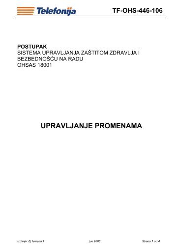 UPRAVLJANJE PROMENAMA - Telefonija