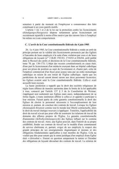 CINQUIÈME SECTION AFFAIRE OBST c. ALLEMAGNE (Requête ...