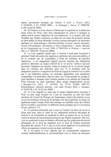 CINQUIÈME SECTION AFFAIRE OBST c. ALLEMAGNE (Requête ...