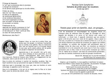 Prière pour les vocations - 2011 - Paroisse Saint Symphorien