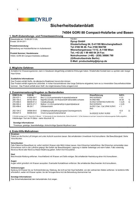 Sicherheitsdatenblatt