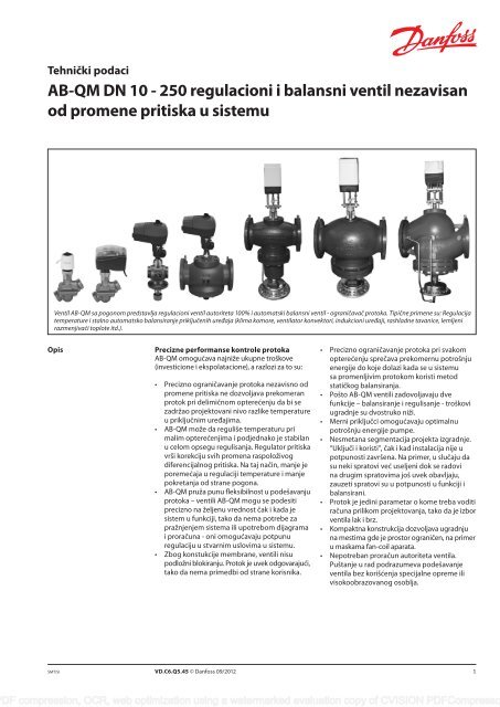 Tehnički opis za AB-QM ventile