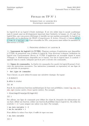 Feuille de TP N 1 - Université Pierre et Marie CURIE