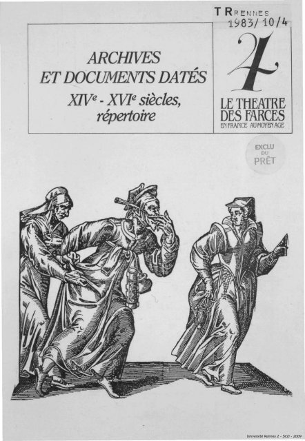 le théâtre des farces en France au moyen age, archives et ...