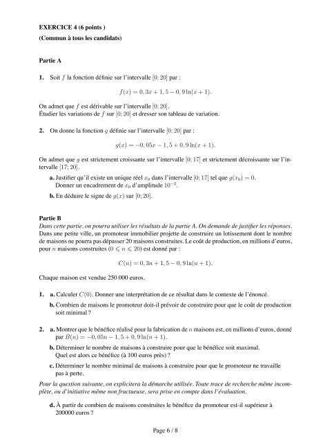 Enoncé et corrigé - Maths-france.fr