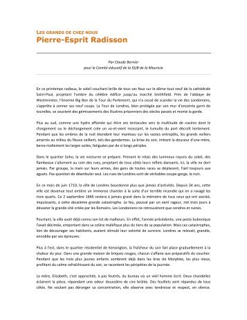 Pierre-Esprit Radisson - Société Saint-Jean-Baptiste de la Mauricie