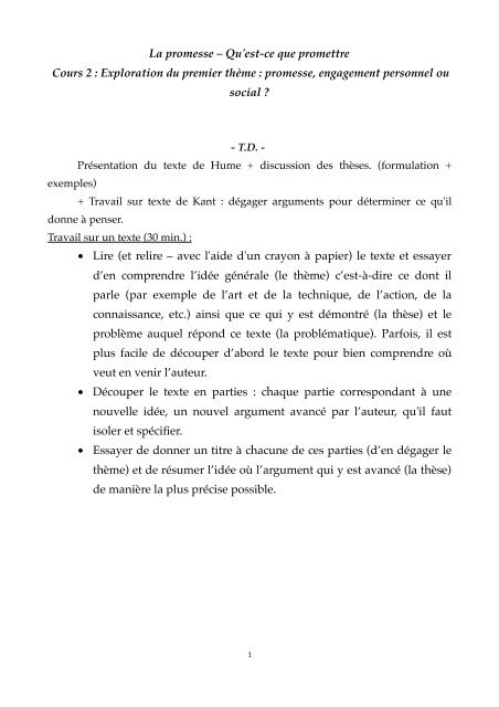 La promesse – Qu'est-ce que promettre Cours 2 ... - Bruno Ambroise