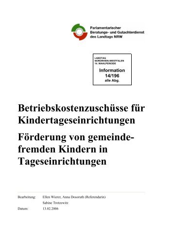 Titel der Ausarbeitung - Landtag NRW - Landesregierung Nordrhein ...