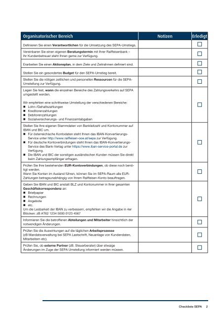 Checkliste für den Sepa-Umstieg (pdf) - Raiffeisen