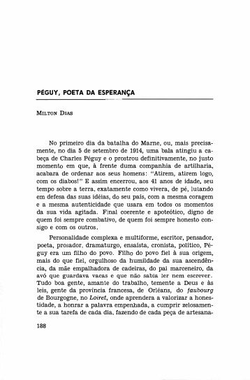 Peguy, Poeta da Esperança - Milton Dias