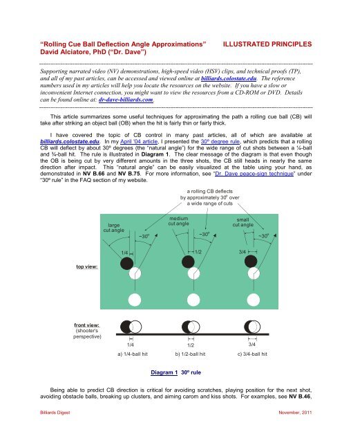 Rolling Cue Ball Deflection - Illustrated Principles of Pool and Billiards