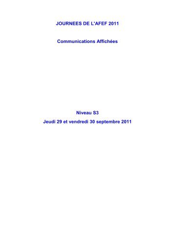 Téléchargez les communications affichées - Afef