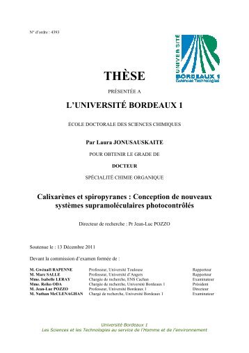 Calixarènes et spiropyranes - Université Bordeaux 1